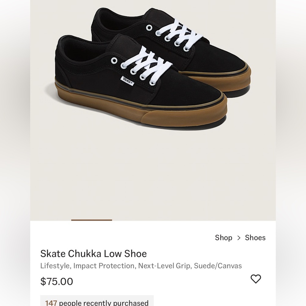 Skate Chukka Low Shoe Impact Protection, Next-Level Grip, Suede/Canvas men's 12 - Picture 6 of 6
